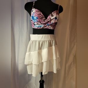 SHEIN NWT white mini ruffle  Beach cover up